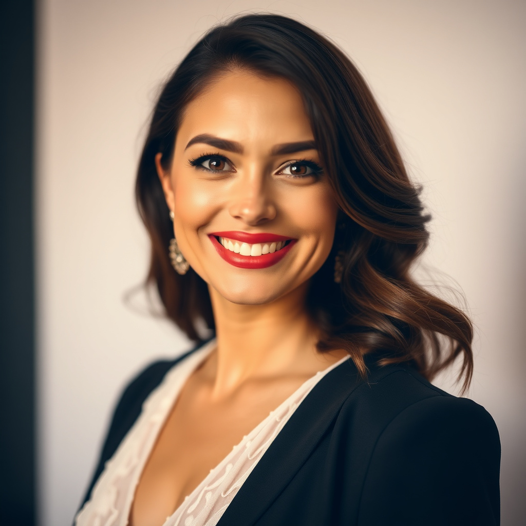 Portrait of a female actress with elegant smile